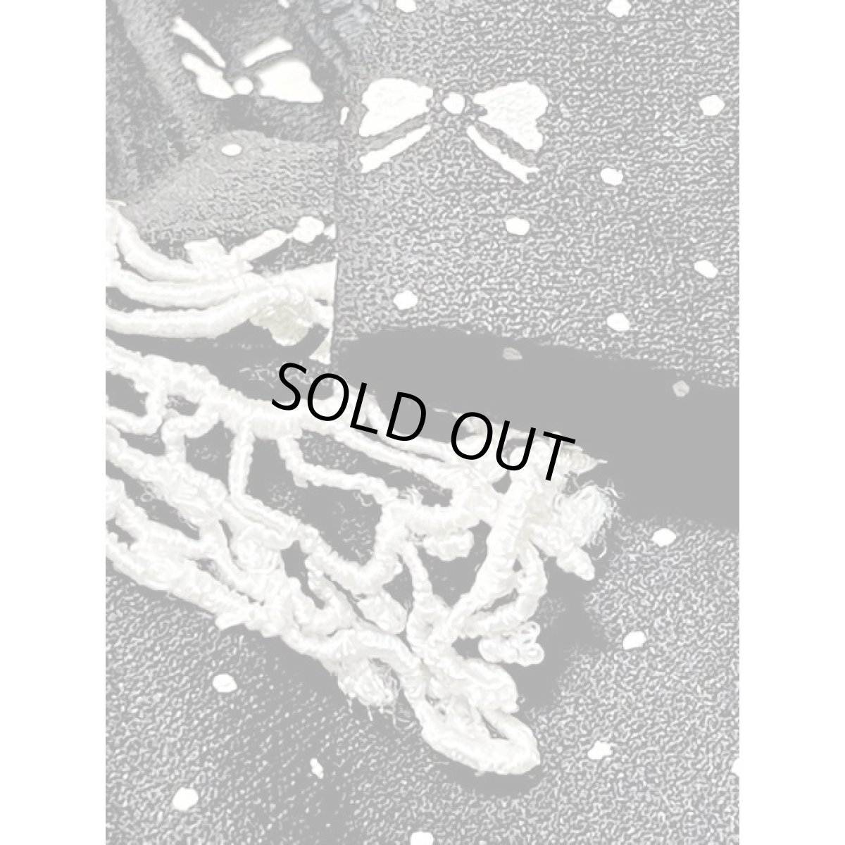 画像11: リボン柄 ドット レース襟 バックウエストリボン フリル ブラック アメリカ古着 ワンピース ヴィンテージ レトロ (11)