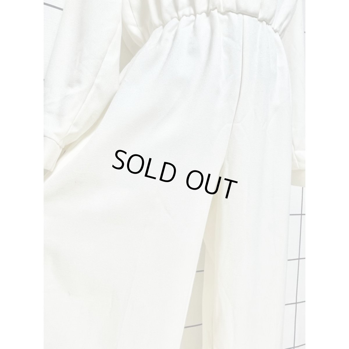 画像10: オフホワイト 無地 開襟 ウエストゴム オールインワン ヴィンテージ アメリカ古着 ジャンプスーツ (10)