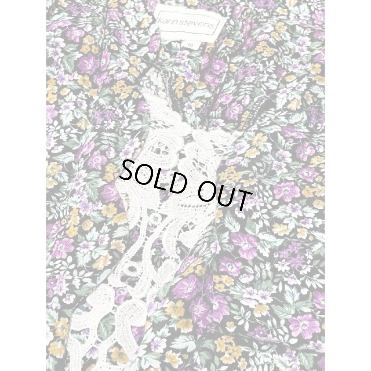 画像13: フロントカットワークレース 花柄 ヴィンテージワンピース アメリカ古着 後ろボタン レトロ 長袖 (13)