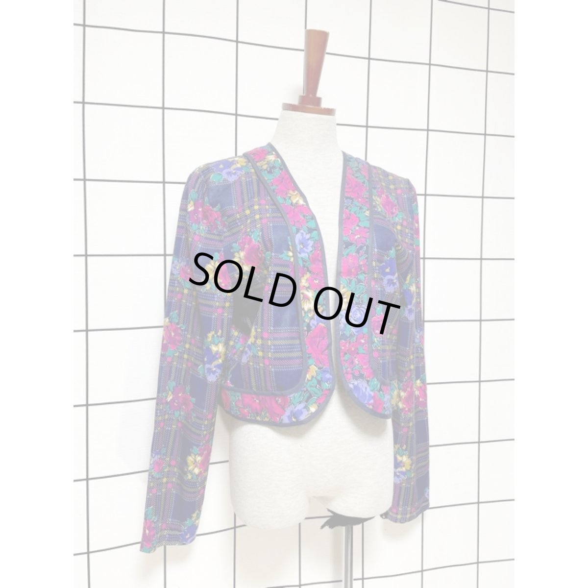 画像3: 花柄 チェック アメリカ古着 コットンジャケット ヴィンテージ ガーリー (3)