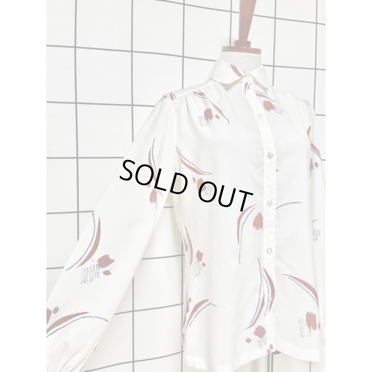 画像6: アート柄 ホワイト ブラウス ヴィンテージ アメリカ古着 レトロ シャツ (6)