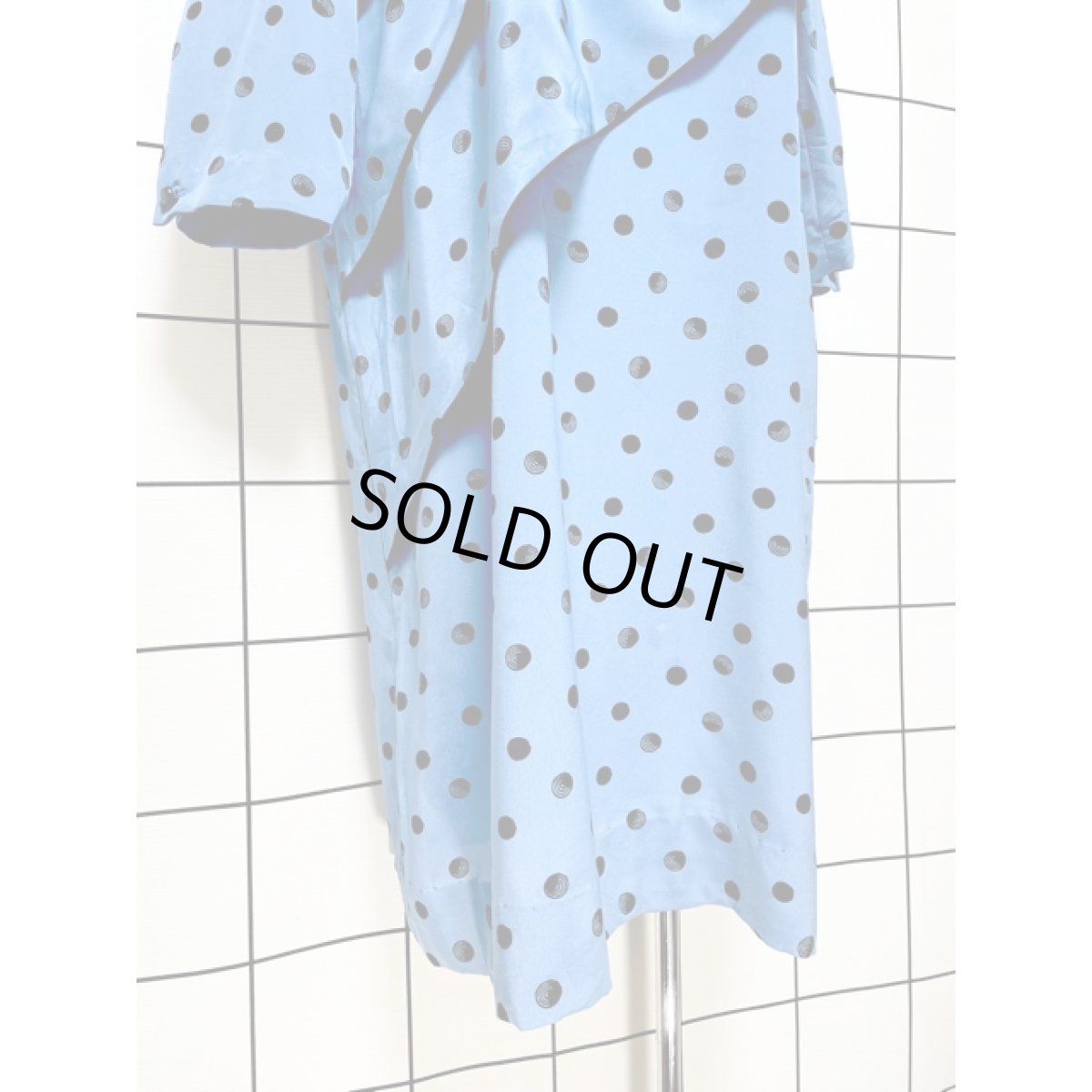 画像8: ドット ティアード アメリカ古着 ドレス ブルーTALON ふんわりシルエット (8)