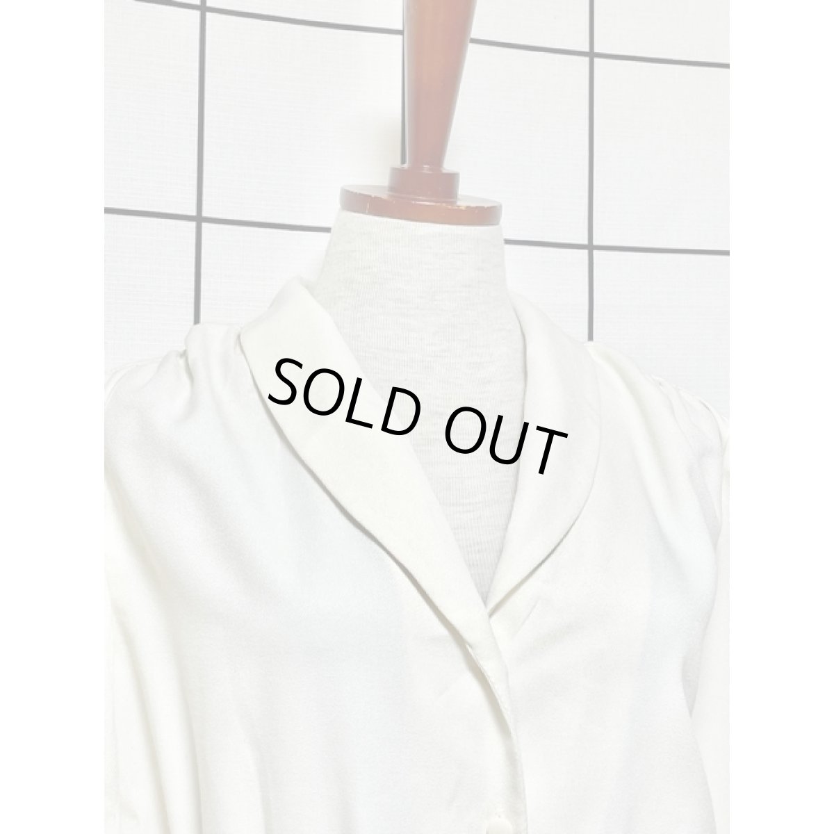 画像5: オフホワイト 無地 開襟 ウエストゴム オールインワン ヴィンテージ アメリカ古着 ジャンプスーツ (5)