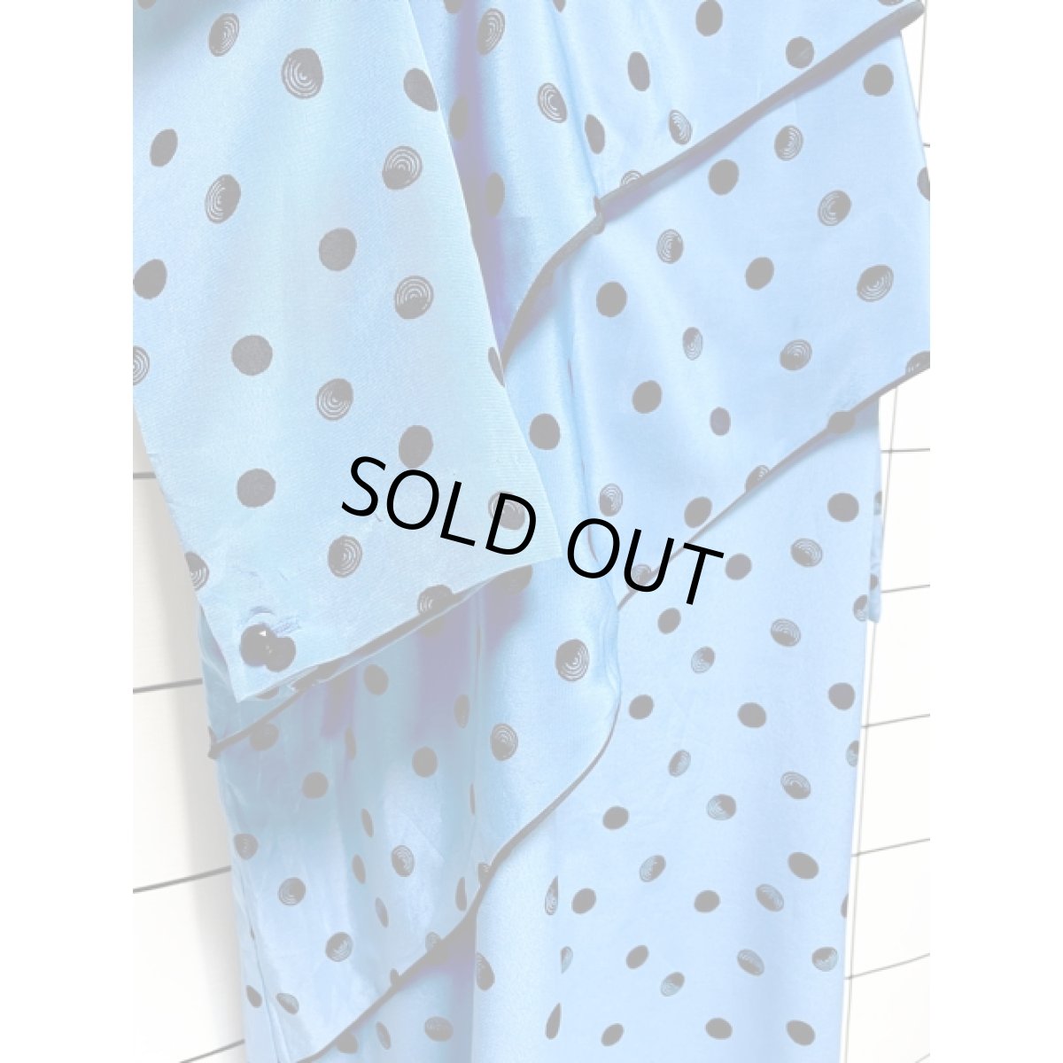 画像7: ドット ティアード アメリカ古着 ドレス ブルーTALON ふんわりシルエット (7)