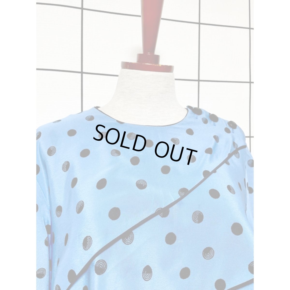 画像5: ドット ティアード アメリカ古着 ドレス ブルーTALON ふんわりシルエット (5)