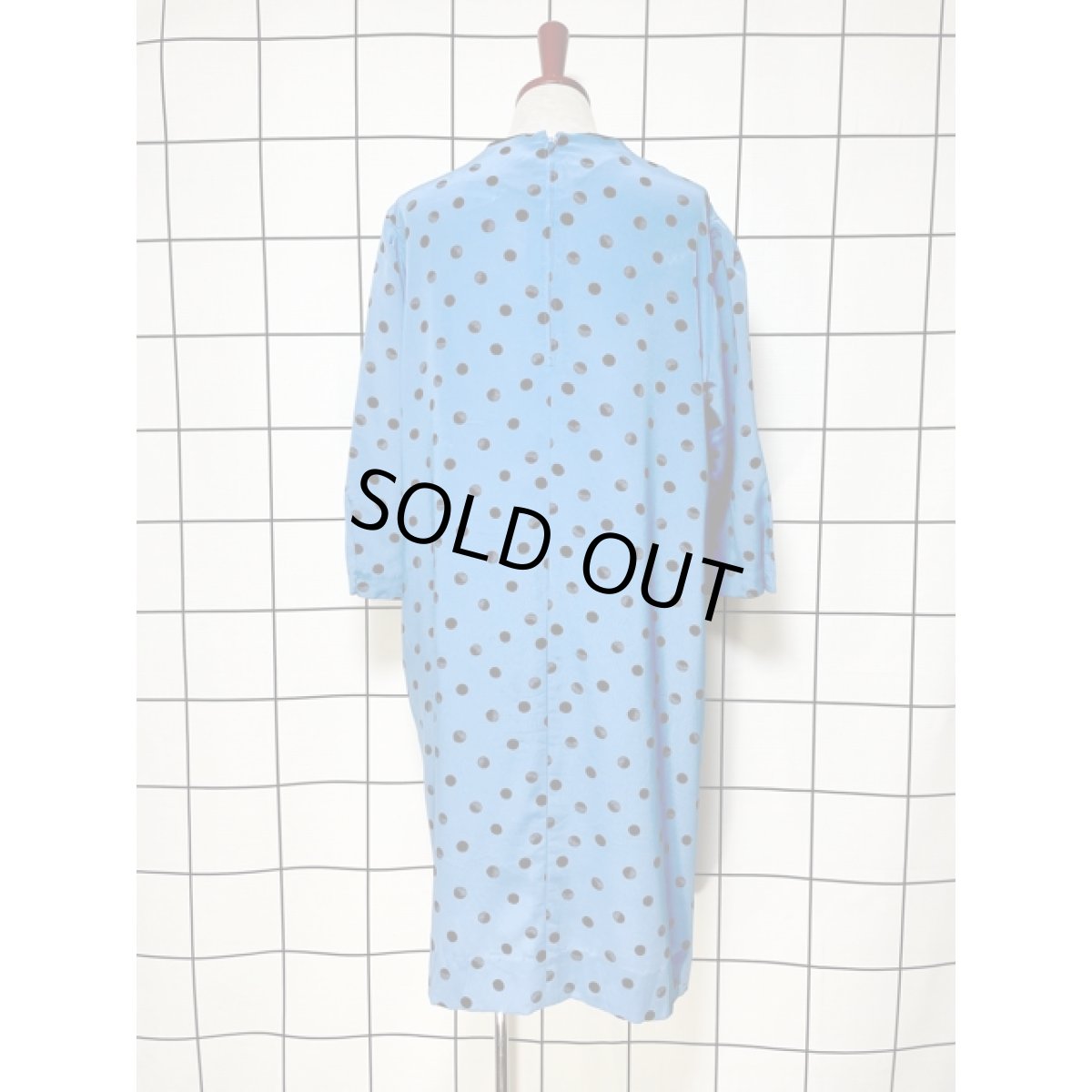 画像2: ドット ティアード アメリカ古着 ドレス ブルーTALON ふんわりシルエット (2)