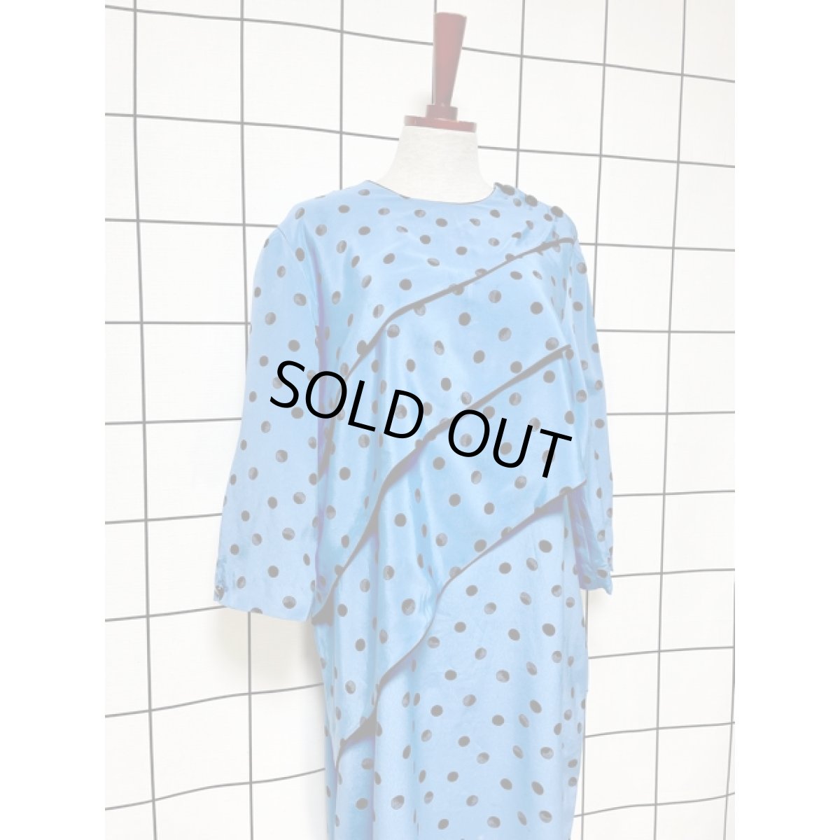 画像3: ドット ティアード アメリカ古着 ドレス ブルーTALON ふんわりシルエット (3)