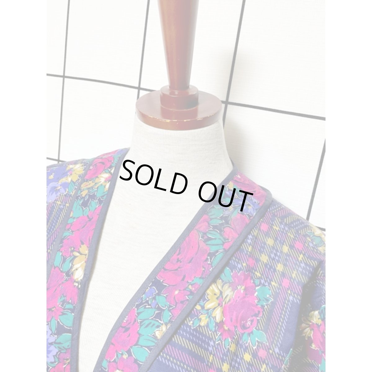 画像4: 花柄 チェック アメリカ古着 コットンジャケット ヴィンテージ ガーリー (4)