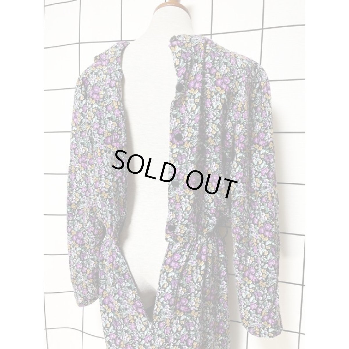 画像3: フロントカットワークレース 花柄 ヴィンテージワンピース アメリカ古着 後ろボタン レトロ 長袖 (3)