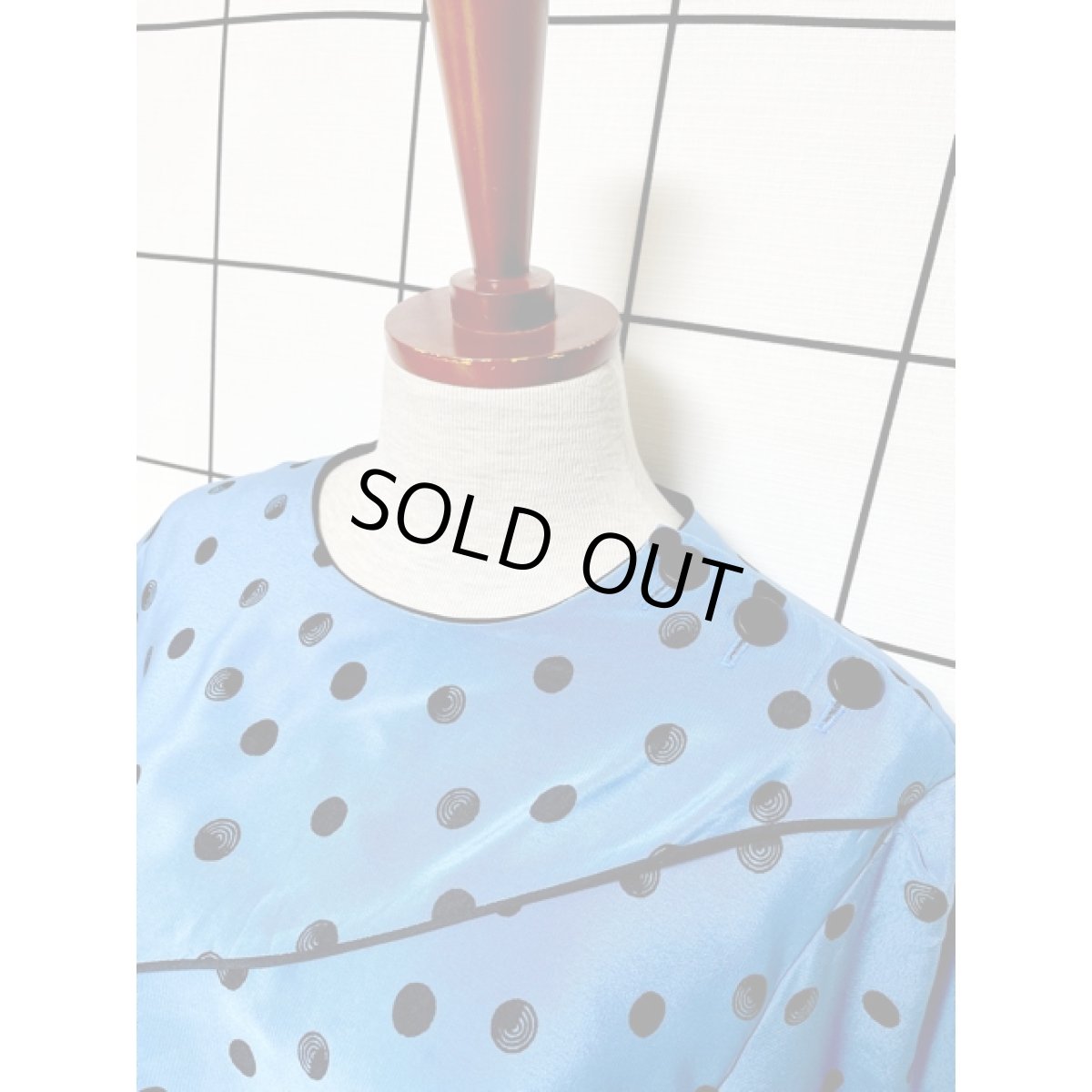 画像4: ドット ティアード アメリカ古着 ドレス ブルーTALON ふんわりシルエット (4)