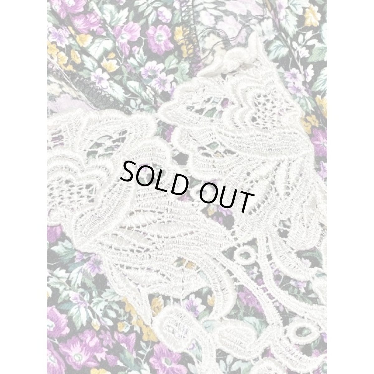 画像14: フロントカットワークレース 花柄 ヴィンテージワンピース アメリカ古着 後ろボタン レトロ 長袖 (14)