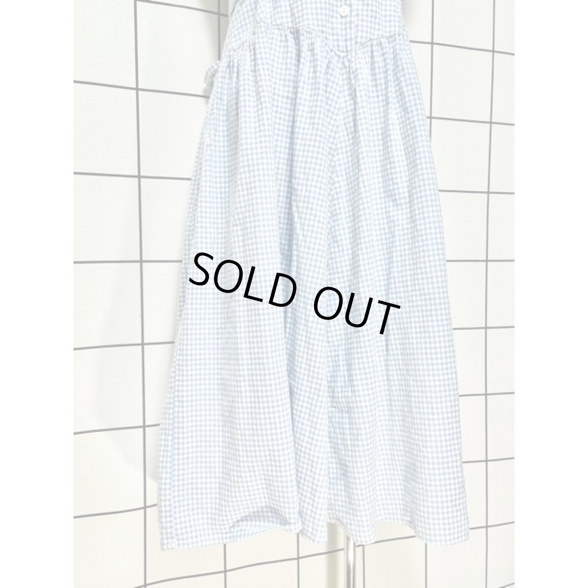 画像9: セーラー襟 ギンガムチェック Guatemala製 レース バックウエストリボン ヴィンテージワンピース (9)