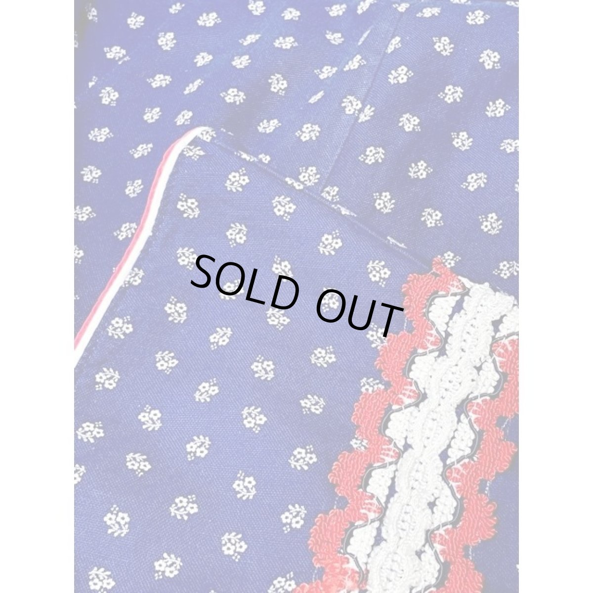 画像8: 小花柄 ブレード クラシカル ヨーロッパ古着 ヴィンテージスカート ネイビー ホワイト レッド (8)