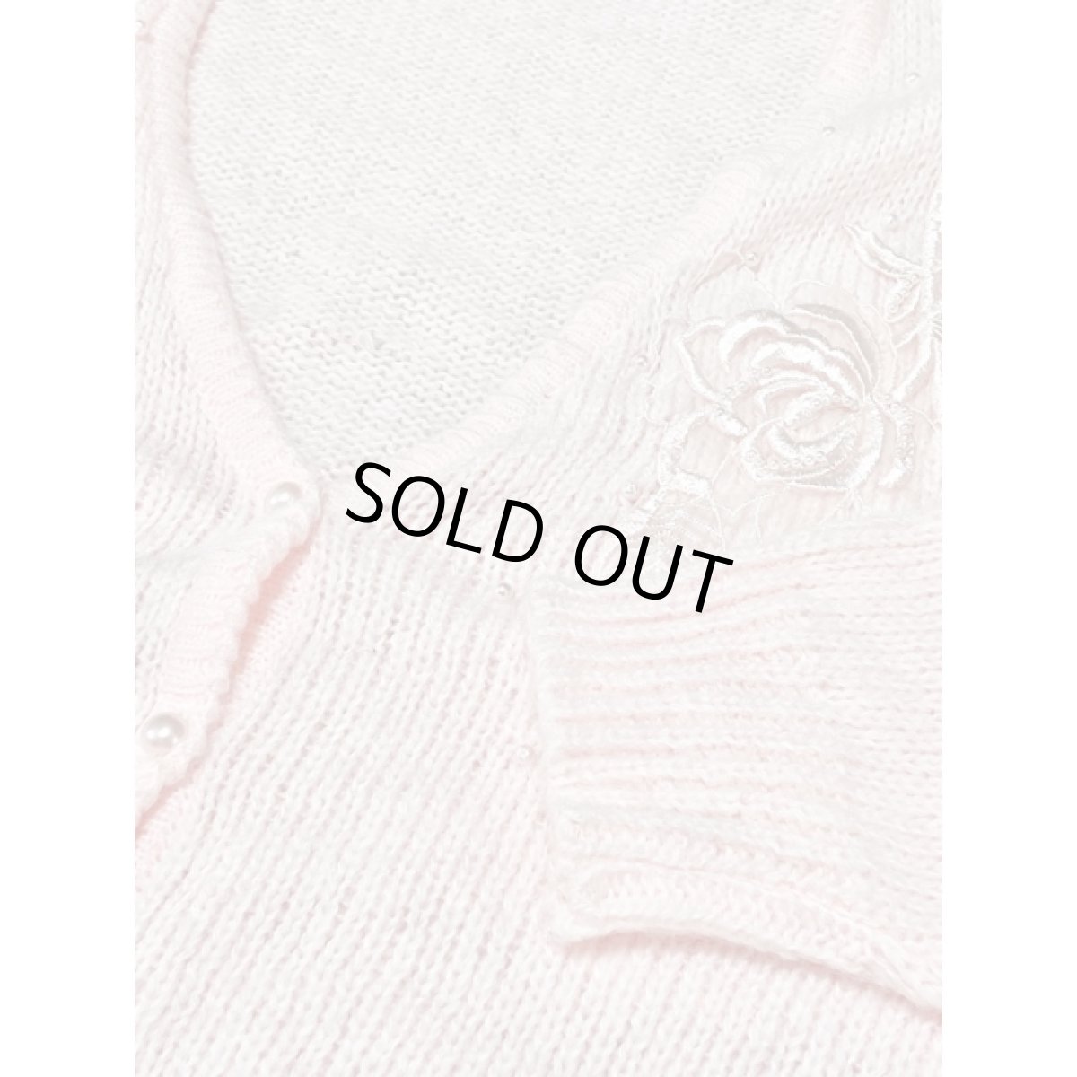 画像8: 桜色 淡いピンク 刺繍 ビーズ ニットカーディガン アメリカ古着 ヴィンテージ (8)