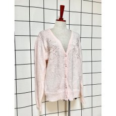 画像3: 桜色 淡いピンク 刺繍 ビーズ ニットカーディガン アメリカ古着 ヴィンテージ (3)