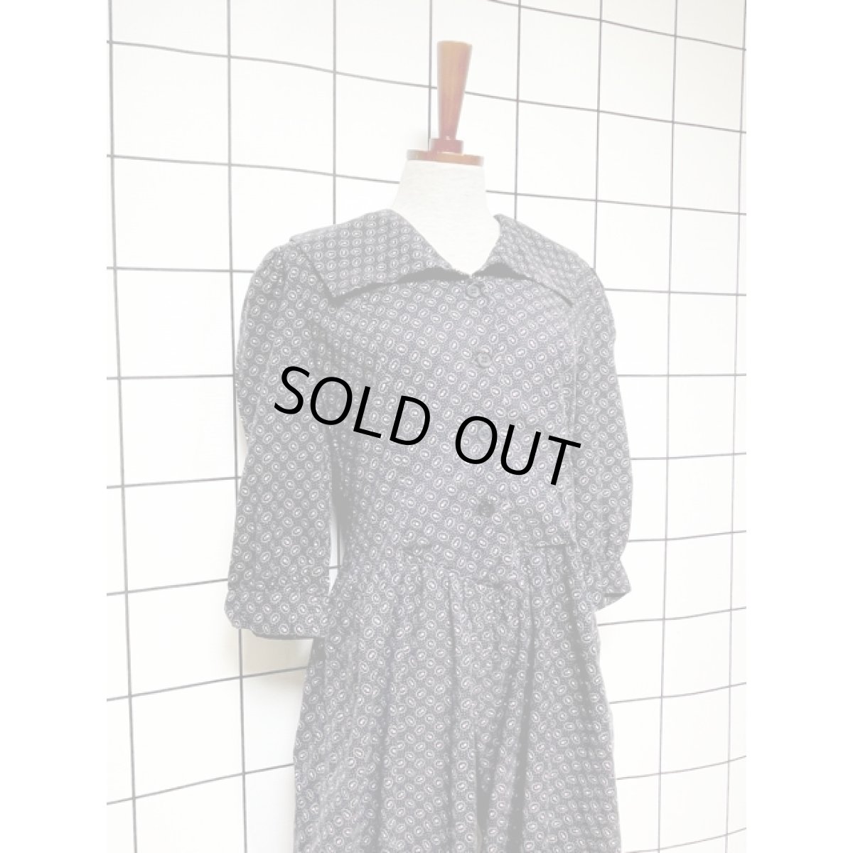 画像4: 大きな襟 チューリップ柄 ピンドット オールインワン ヴィンテージ レトロ アメリカ古着 (4)