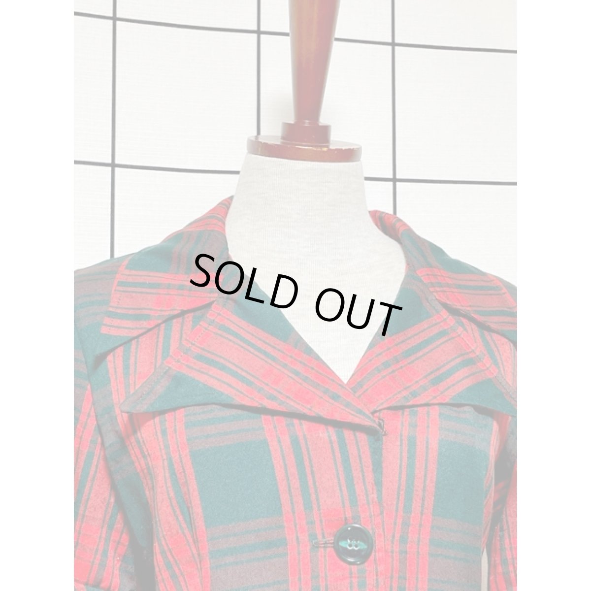 画像4: トラッドガーリー チェック柄 ビッグカラー 可愛いポケット付き ジャケット 半袖 ヴィンテージ レトロ アメリカ古着 (4)