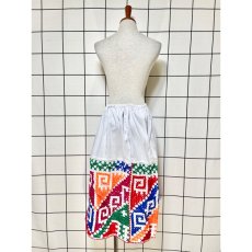 画像3: カラフル刺繍 スカート ヴィンテージ ホワイト ウエストゴム アメリカ古着 (3)