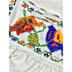 画像12: Mexico製 贅沢なビーズ装飾が素晴らしい逸品 古着 胸元リボン結び ヴィンテージブラウス (12)