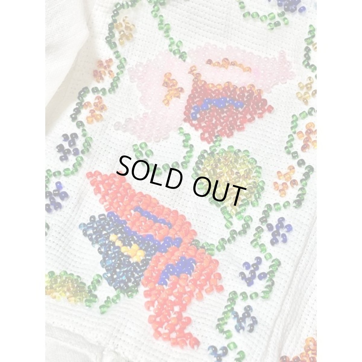 画像11: Mexico製 贅沢なビーズ装飾が素晴らしい逸品 古着 胸元リボン結び ヴィンテージブラウス (11)