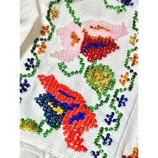 画像11: Mexico製 贅沢なビーズ装飾が素晴らしい逸品 古着 胸元リボン結び ヴィンテージブラウス (11)