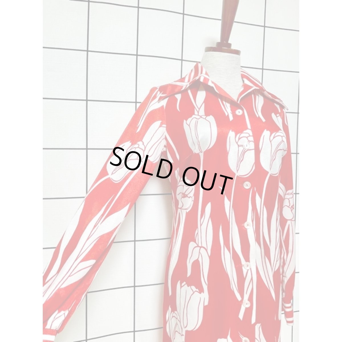 画像6: チューリップ柄 前開き ワンピース ヴィンテージ アメリカ古着 (6)