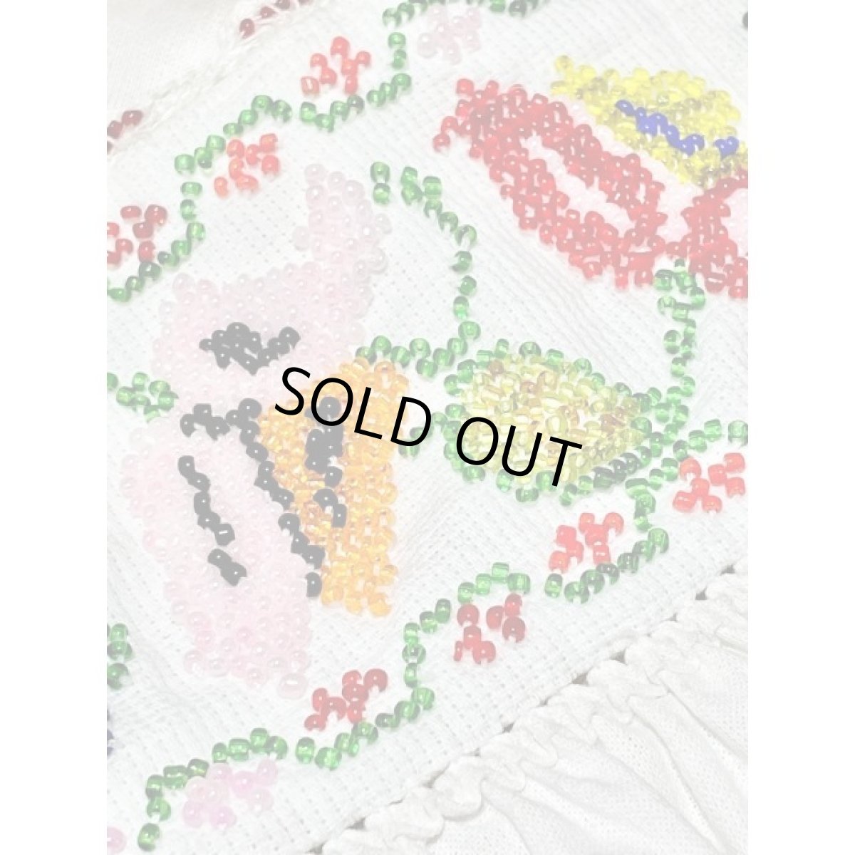 画像13: Mexico製 贅沢なビーズ装飾が素晴らしい逸品 古着 胸元リボン結び ヴィンテージブラウス (13)