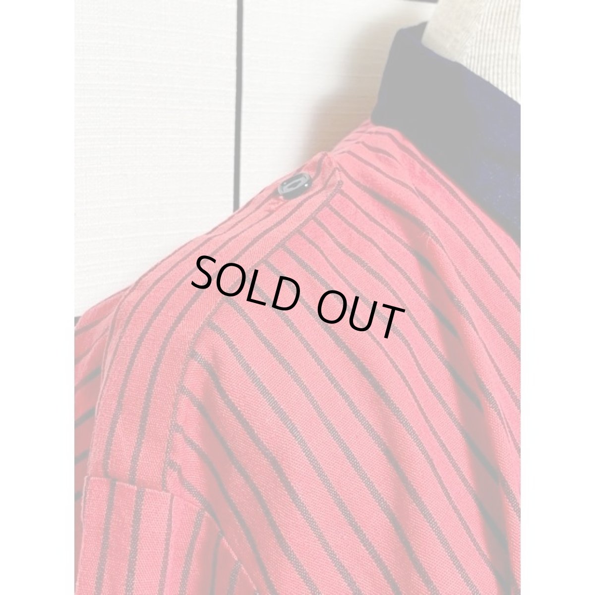 画像6: ストライプ柄 ショルダーボタン 前開き ワンピース ウエストゴム 切り替え レトロ 長袖 アメリカ古着 ヴィンテージ (6)