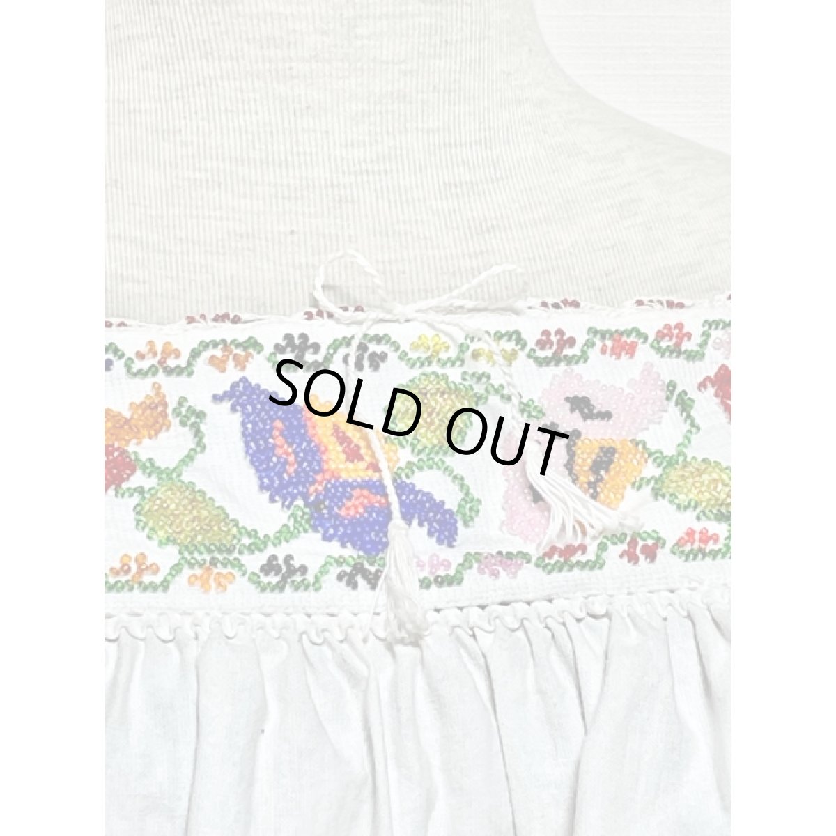 画像6: Mexico製 贅沢なビーズ装飾が素晴らしい逸品 古着 胸元リボン結び ヴィンテージブラウス (6)