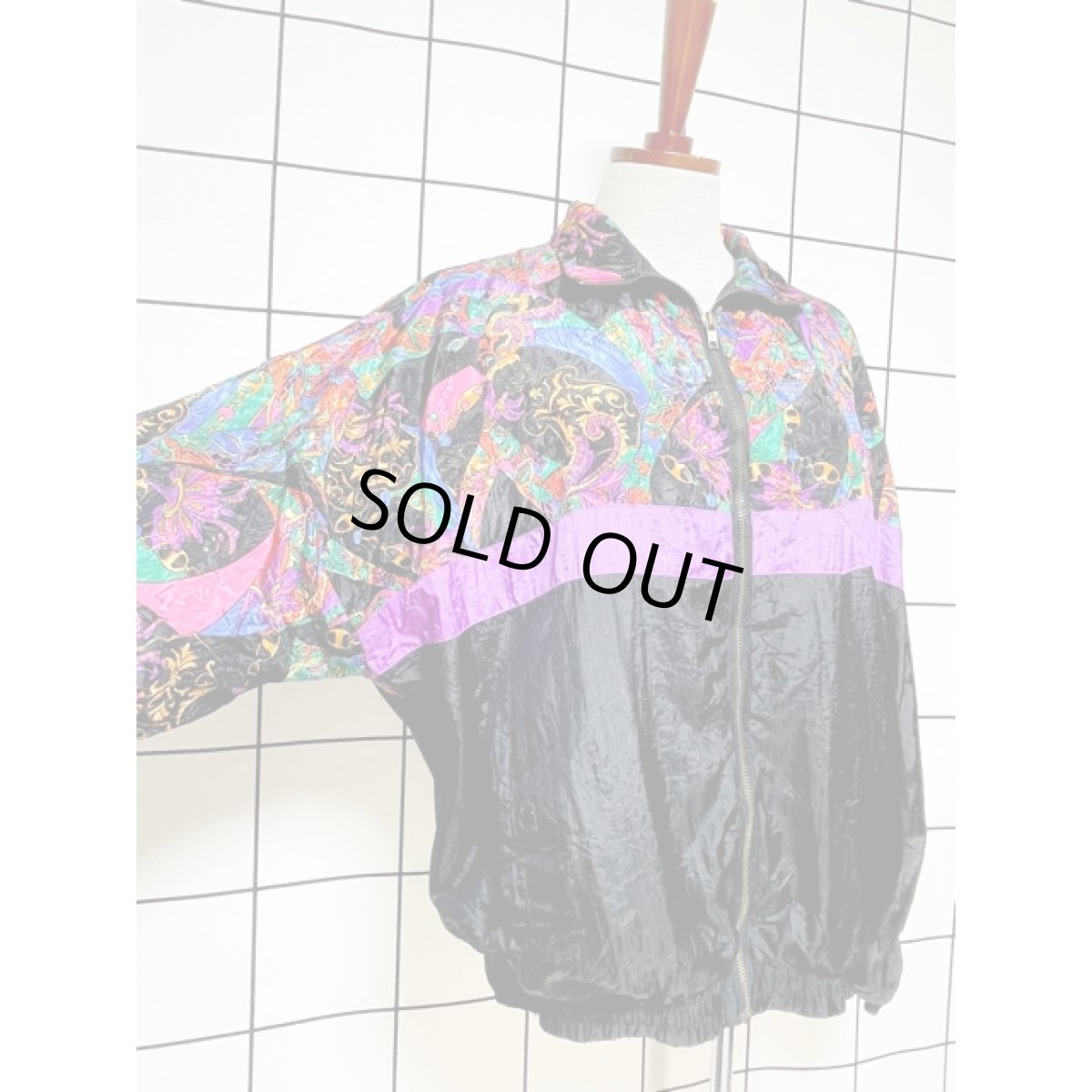 画像6: レトロサイケ スカーフ柄 ブルゾンジャケット ジップアップ アメリカ古着 ジャンパー ヴィンテージ (6)