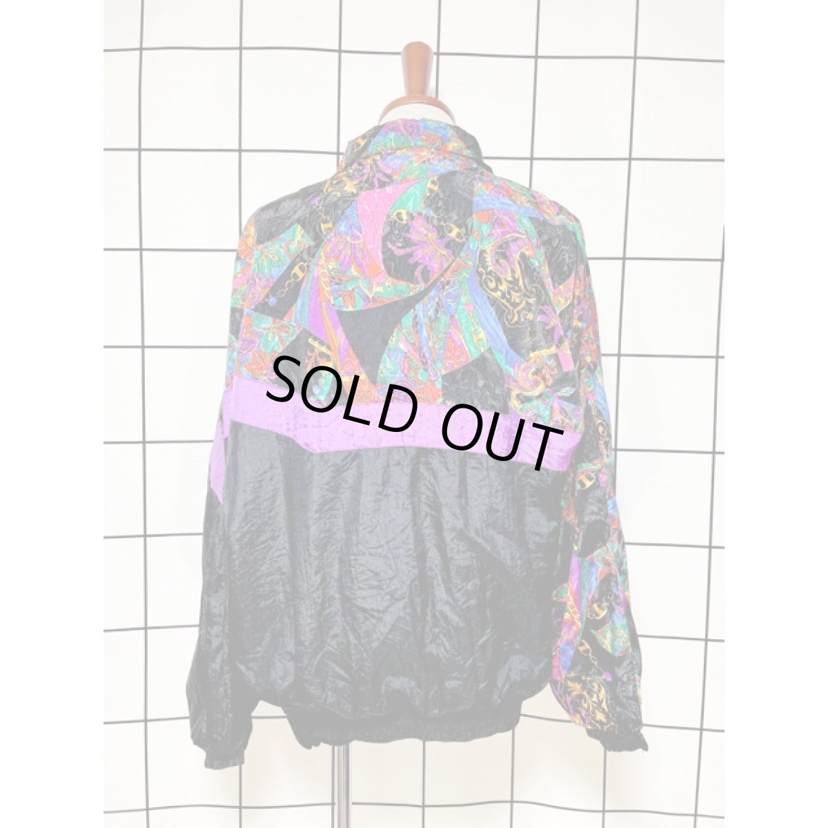 画像2: レトロサイケ スカーフ柄 ブルゾンジャケット ジップアップ アメリカ古着 ジャンパー ヴィンテージ (2)