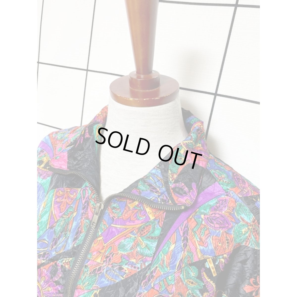 画像4: レトロサイケ スカーフ柄 ブルゾンジャケット ジップアップ アメリカ古着 ジャンパー ヴィンテージ (4)