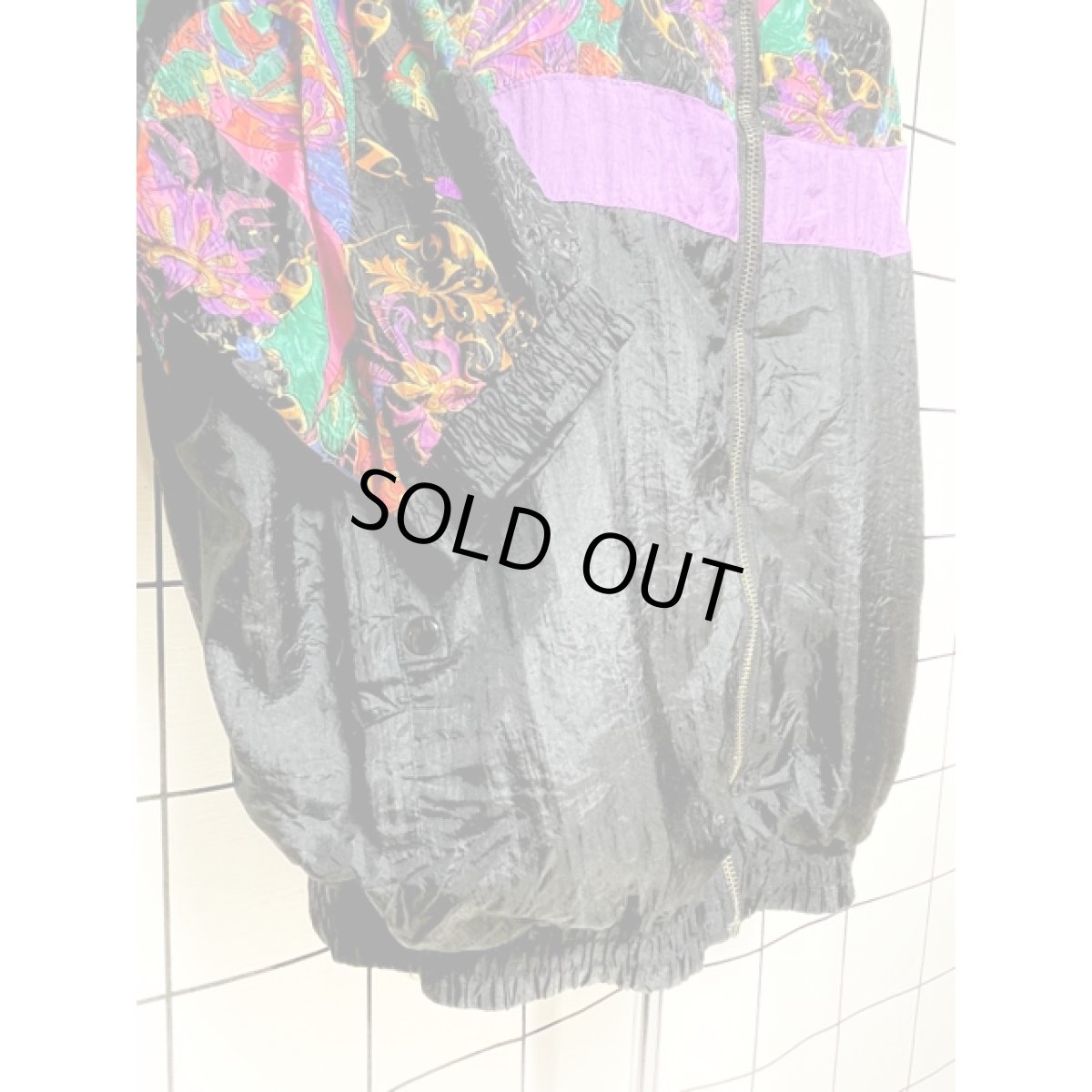 画像7: レトロサイケ スカーフ柄 ブルゾンジャケット ジップアップ アメリカ古着 ジャンパー ヴィンテージ (7)