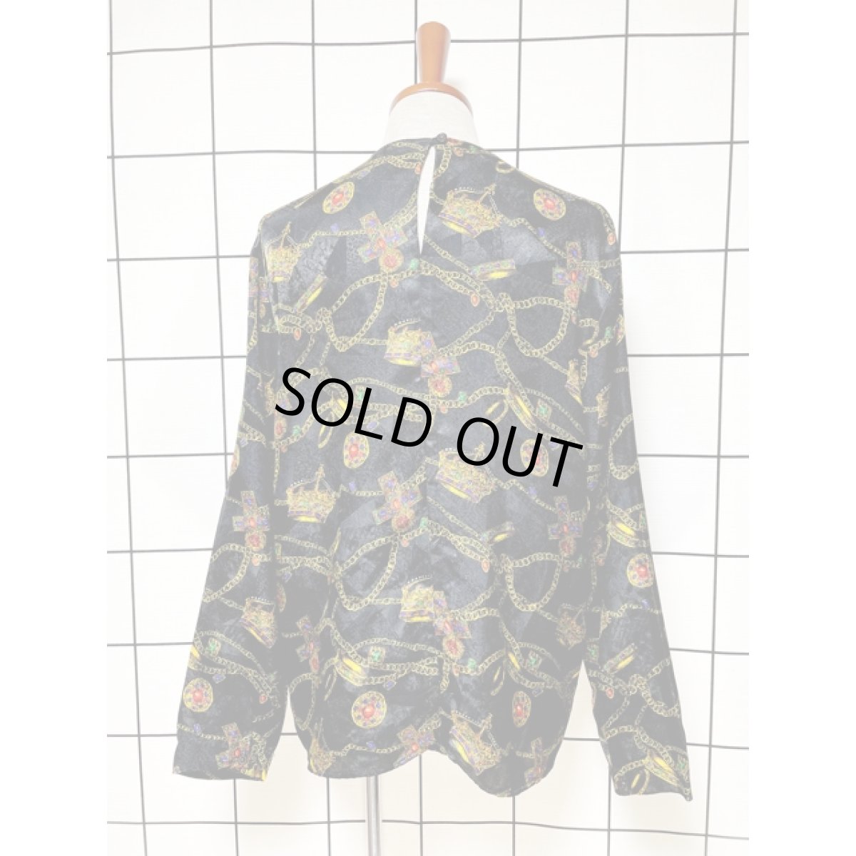 画像2: 王冠柄 宝石プリント トップス 古着 長袖 シャツ ヴィンテージ レトロ (2)