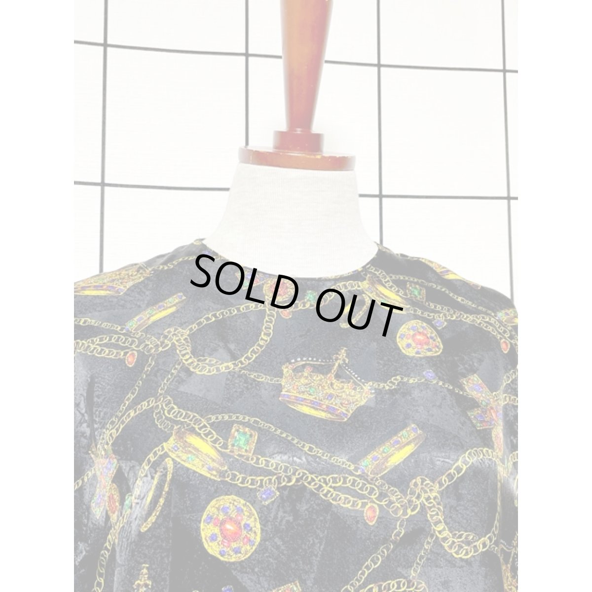 画像4: 王冠柄 宝石プリント トップス 古着 長袖 シャツ ヴィンテージ レトロ (4)