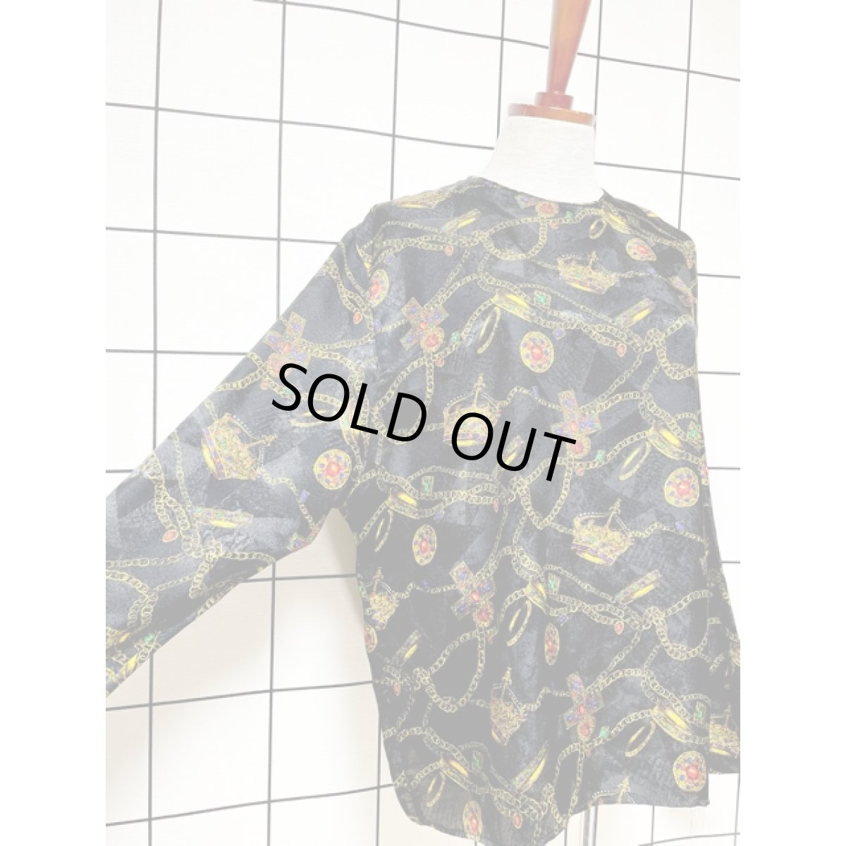 画像5: 王冠柄 宝石プリント トップス 古着 長袖 シャツ ヴィンテージ レトロ (5)