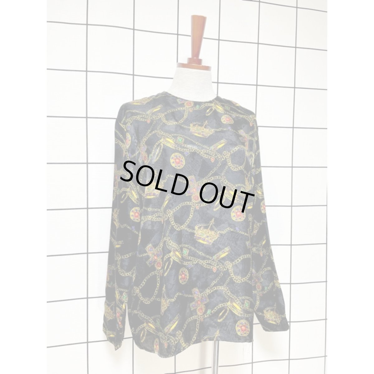 画像3: 王冠柄 宝石プリント トップス 古着 長袖 シャツ ヴィンテージ レトロ (3)