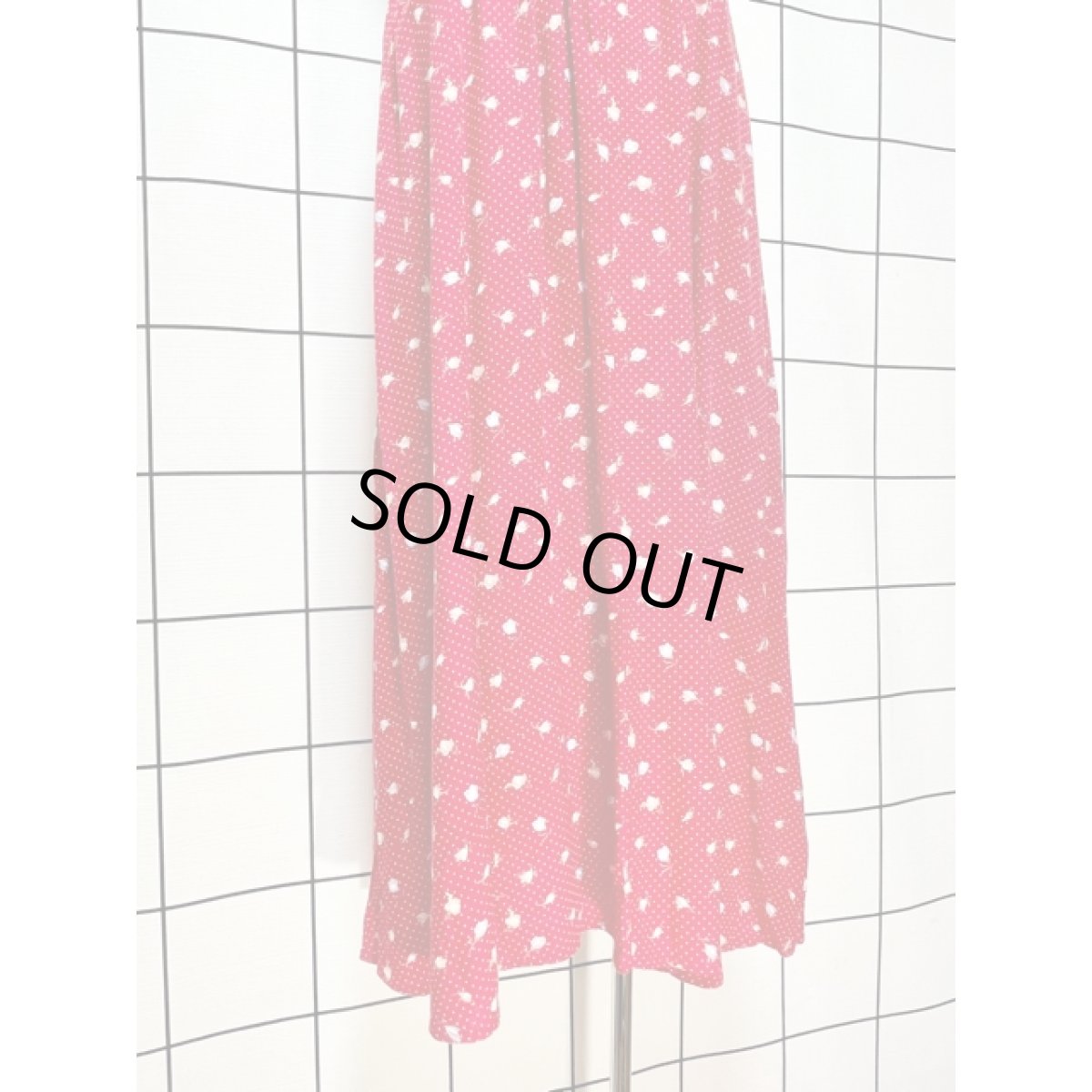 画像9: デニムベスト風のレイヤードデザイン ワンピース ドット 花柄 レトロ アメリカ古着 ヴィンテージ (9)