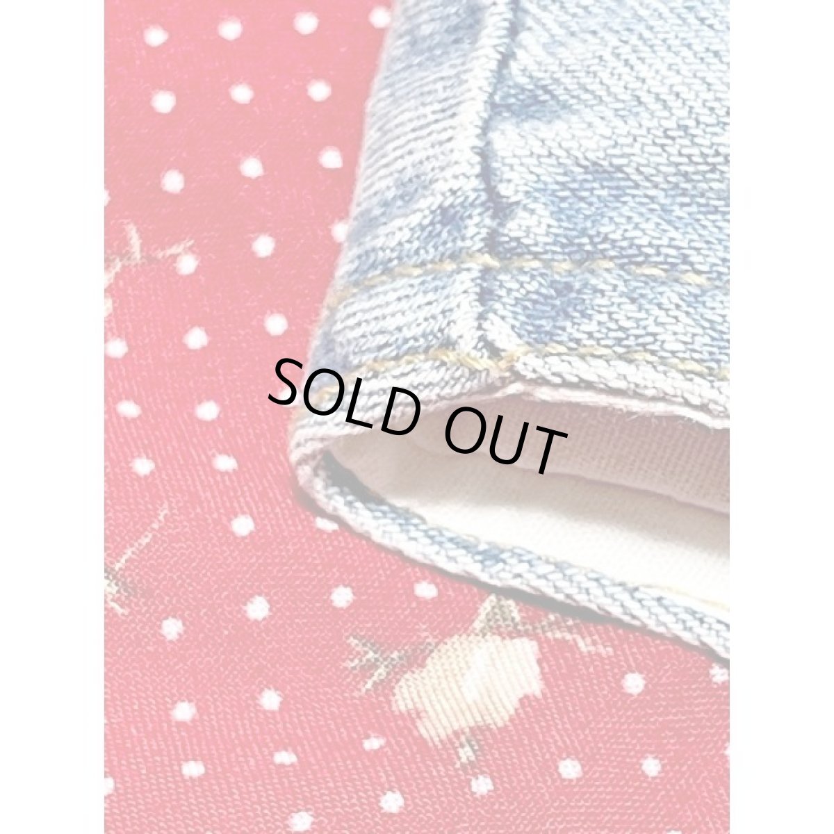 画像14: デニムベスト風のレイヤードデザイン ワンピース ドット 花柄 レトロ アメリカ古着 ヴィンテージ (14)