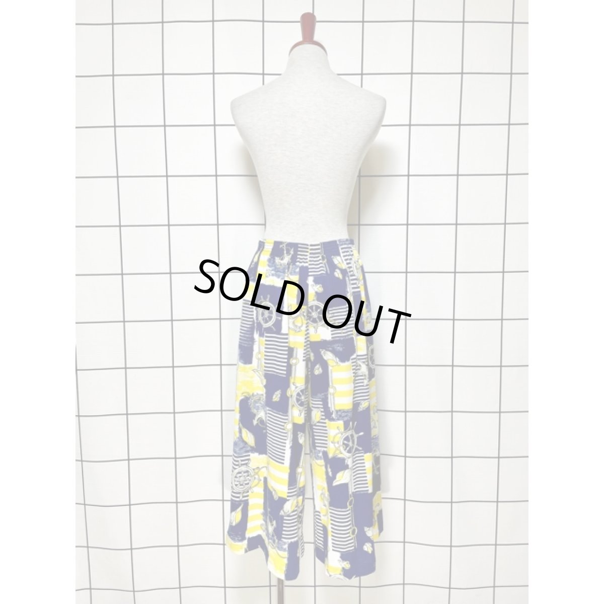 画像8: マリン イカリ 舵輪 貝 ストライプ ワイドパンツ ウエストゴム アメリカ古着 レトロ ヴィンテージ (8)