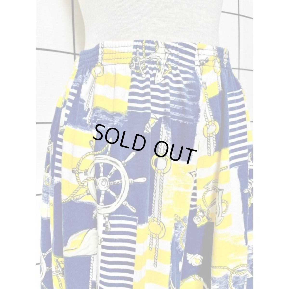 画像5: マリン イカリ 舵輪 貝 ストライプ ワイドパンツ ウエストゴム アメリカ古着 レトロ ヴィンテージ (5)