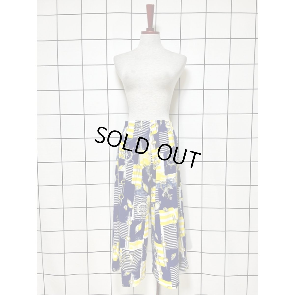 画像7: マリン イカリ 舵輪 貝 ストライプ ワイドパンツ ウエストゴム アメリカ古着 レトロ ヴィンテージ (7)