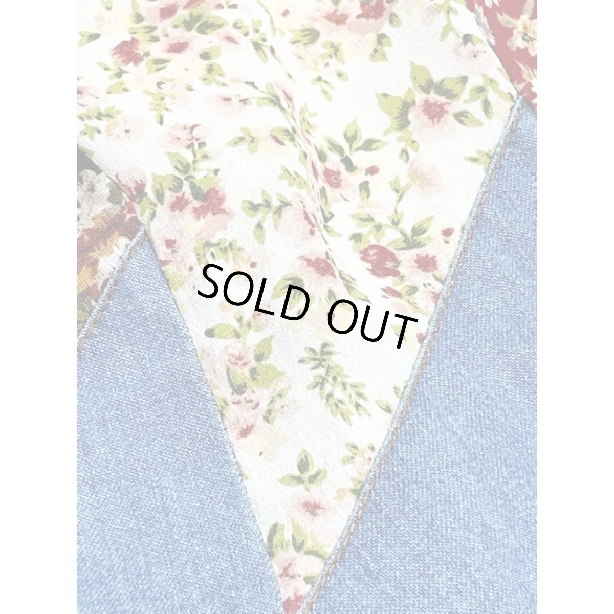 画像12: デニム切り替え 花柄 Aライン TALON ワンピース ヴィンテージ アメリカ古着 長袖 レトロ (12)