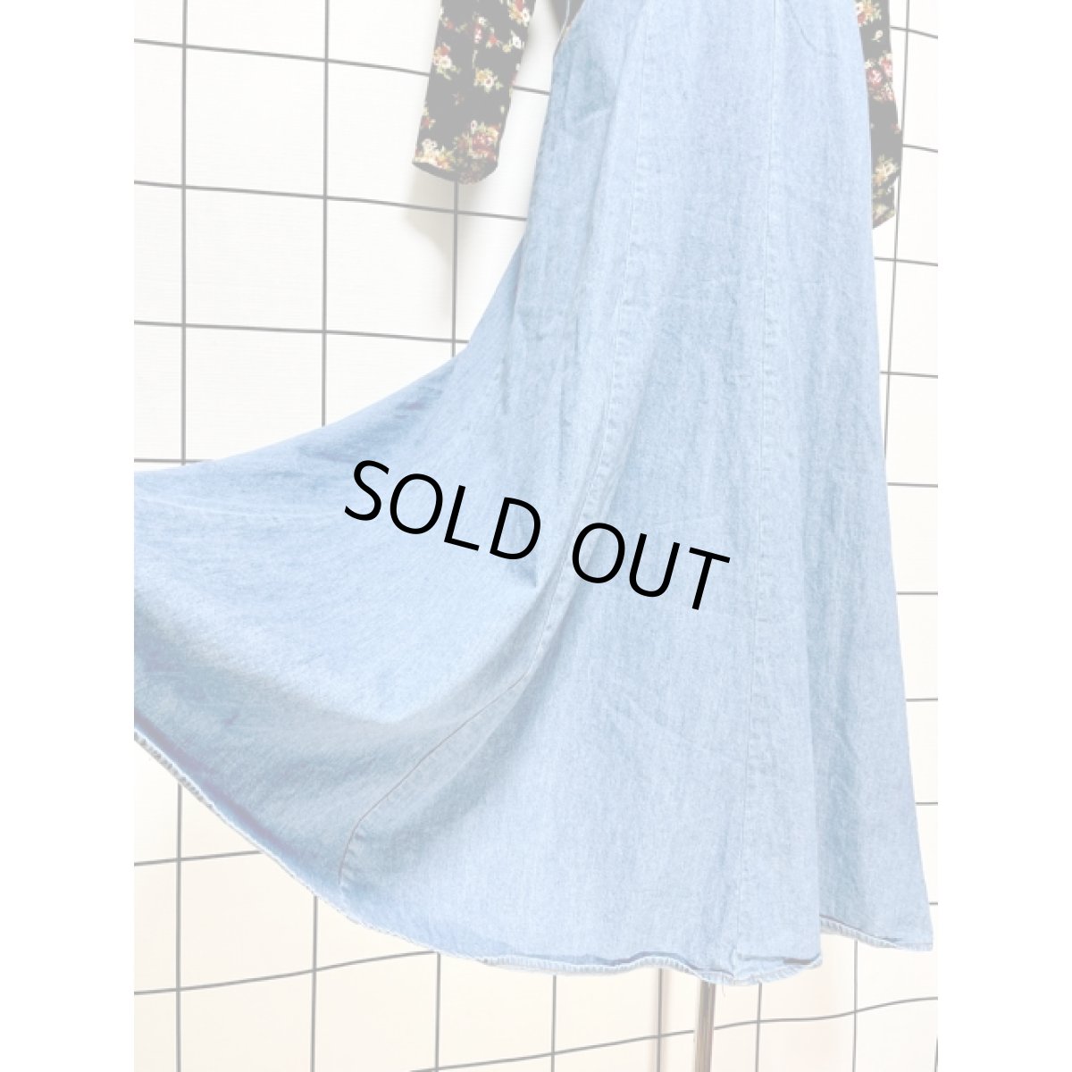 画像9: デニム切り替え 花柄 Aライン TALON ワンピース ヴィンテージ アメリカ古着 長袖 レトロ (9)