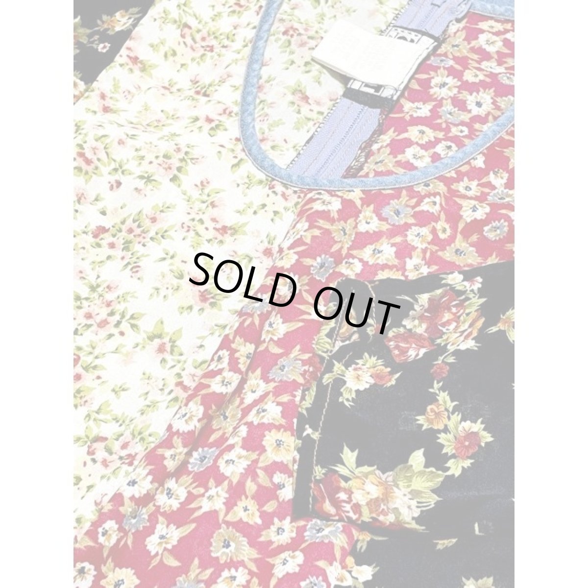 画像10: デニム切り替え 花柄 Aライン TALON ワンピース ヴィンテージ アメリカ古着 長袖 レトロ (10)