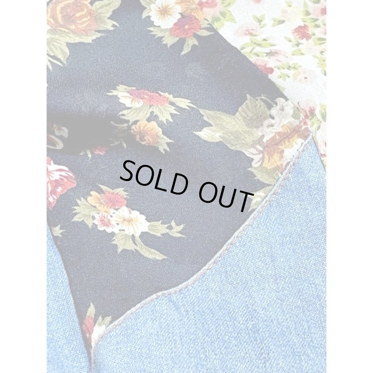 画像13: デニム切り替え 花柄 Aライン TALON ワンピース ヴィンテージ アメリカ古着 長袖 レトロ (13)