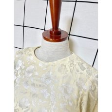画像4: 花模様織り アイボリー ウエストゴム ワンピース アメリカ古着 ヴィンテージ (4)