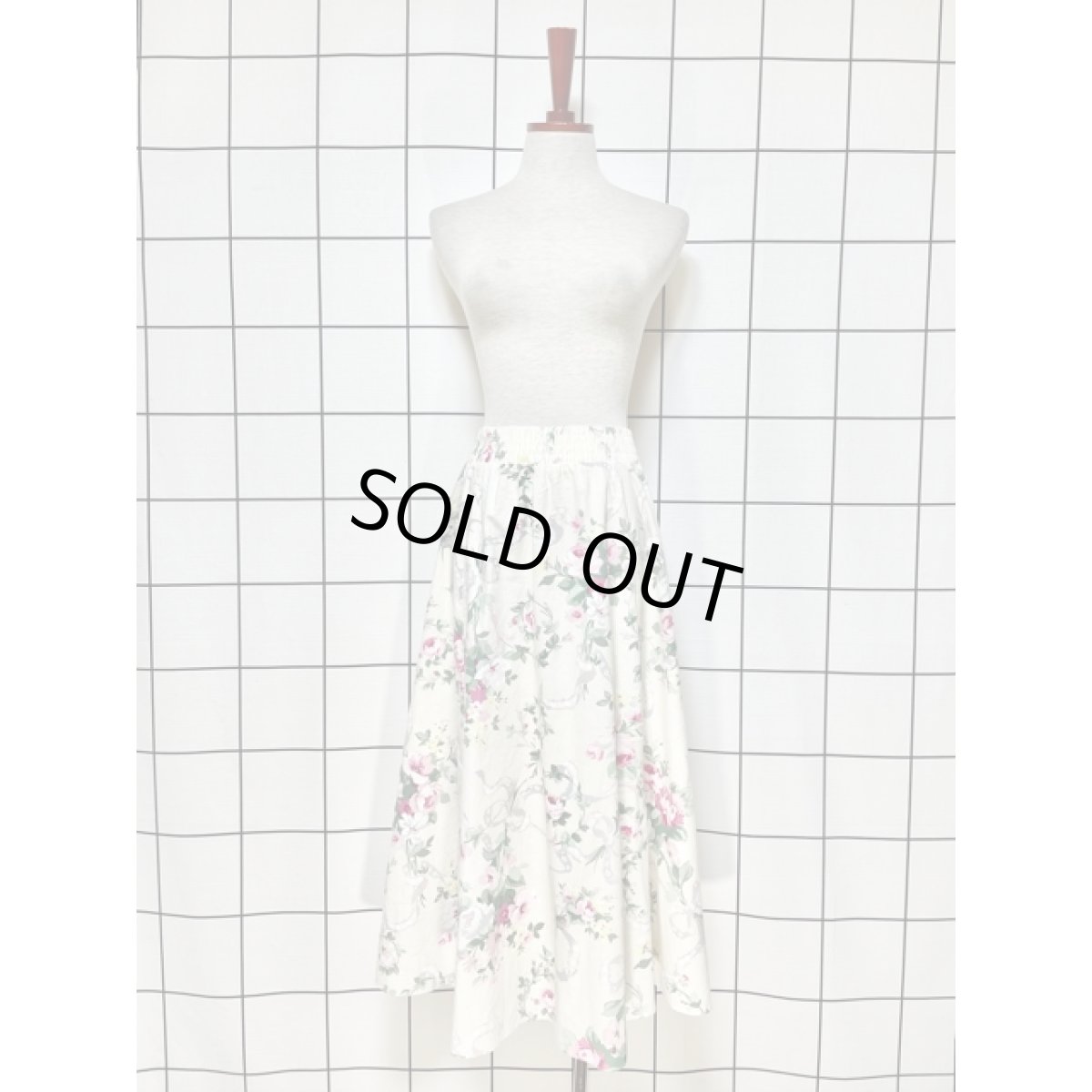 画像2: 花柄 ウエストゴム スカート レトロ アメリカ古着 ヴィンテージ (2)