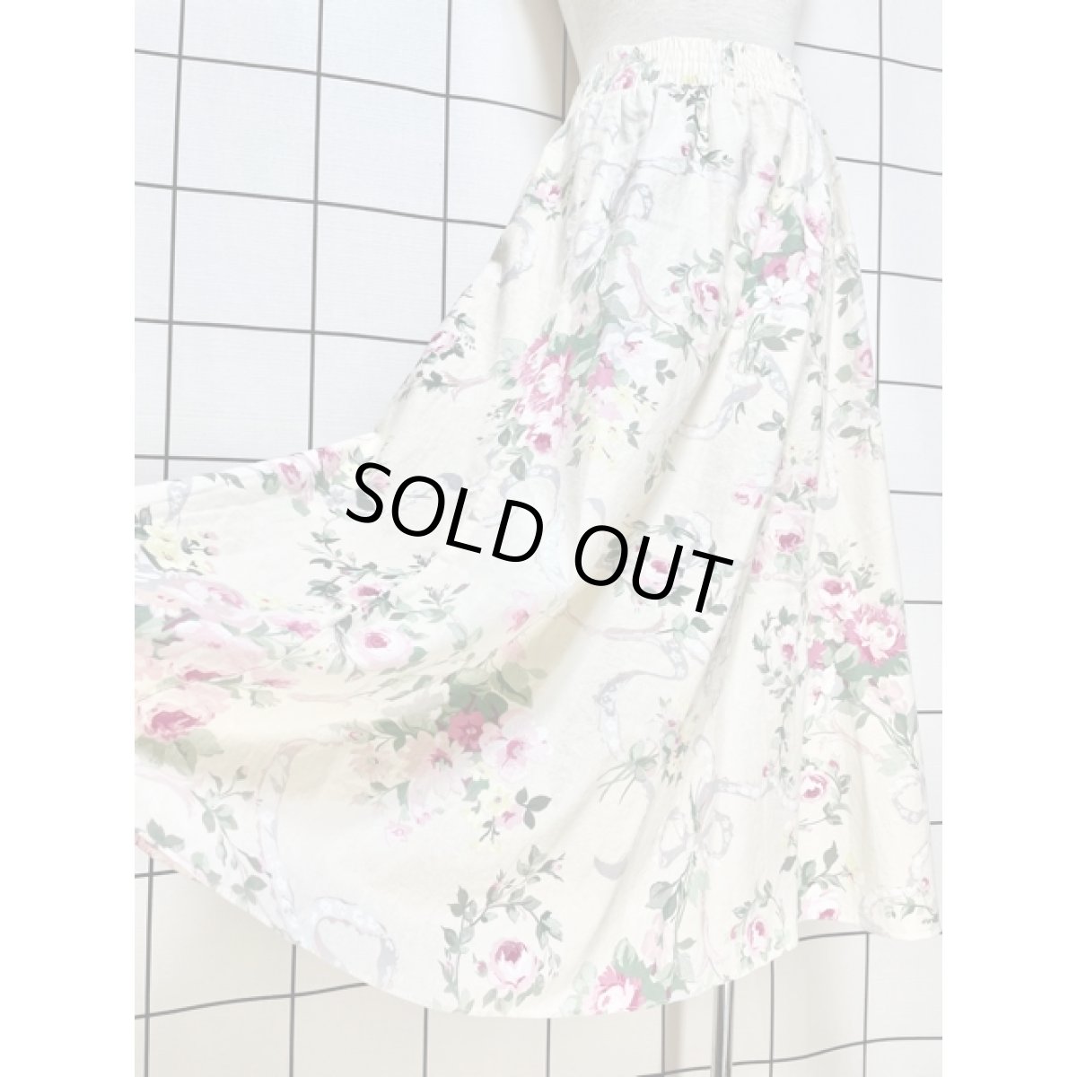 画像6: 花柄 ウエストゴム スカート レトロ アメリカ古着 ヴィンテージ (6)