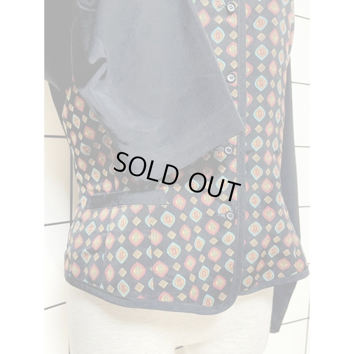 画像7: 立体柄 切り替え ブラウス アメリカ古着 レトロ 長袖 シャツ ヴィンテージ ブラック (7)